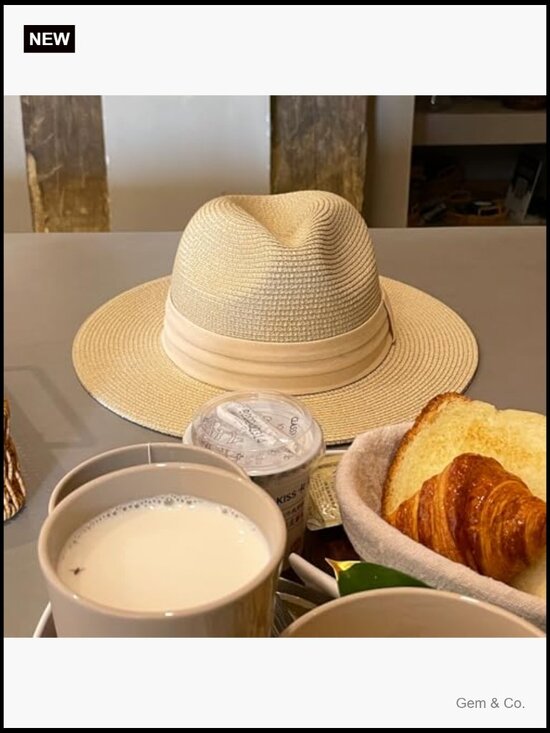 Women\'s Straw Fedora Sun Hat with Wide Brim UPF 50+ main image 4